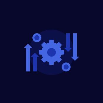 Proceso de automatización y optimización, icono de vector en dark.eps