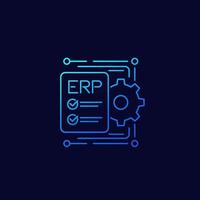 ERP, icono de planificación de recursos empresariales, diseño de vector de línea.eps