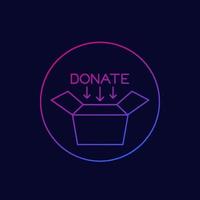 donate icon with box, linear vector.eps vector