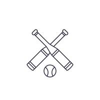 icono de béisbol, bates y pelota, línea vector.eps vector