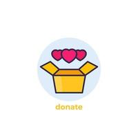 donation box vector icon with outline.eps