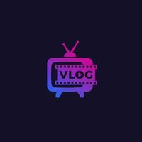 Logotipo de vlog con tv antigua, vector.eps vector