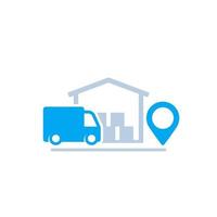 warehouse and van, delivery icon.eps vector