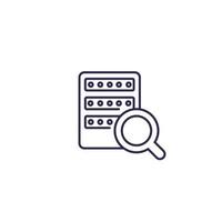 mainframe or server search, line icon on white.eps vector