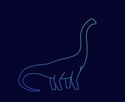 dinosaurio, brachiosaurus, silueta, lineal, vector.eps vector