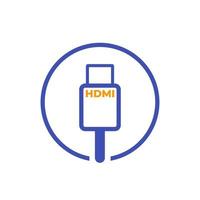 icono de vector de cable hdmi en white.eps