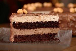 Piece of hazelnut chocolate cake