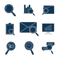 Search silhouette icon set vector