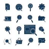 Search silhouette icon set vector