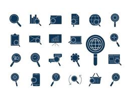 Search silhouette icon set vector