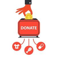 donate money to charitable funds to help people. flat vector illustration