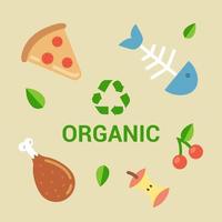 Examples of biodegradable waste. garbage for compost. flat vector illustration.