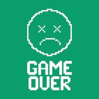 game over on screen. the round face of a deceased character. flat vector illustration.