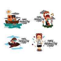 Happy Children's Day Design Set vector