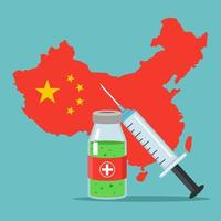 A new vaccine against Coronavirus has been developed. epidemic in China. flat vector illustration.