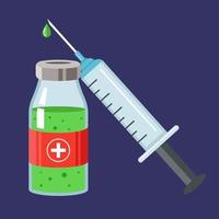 vaccine and syringe. give a flu shot. flat vector illustration.