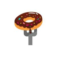 Donuts Brown Color and Fork vector