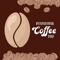 día internacional del café con diseño vectorial de frijoles vector