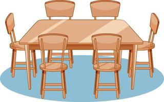 A set of dining table and chairs on white background vector