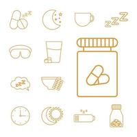 insomnia line style icon set vector