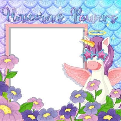 Blank banner with beautiful pegasus cartoon character