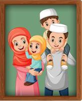 Happy family picture on photo frame vector