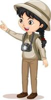 Cartoon character of a girl in camping outfits vector