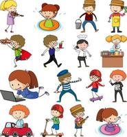 Set of different doodle kids cartoon character vector