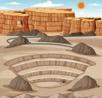 Landscape with mining quarry scene vector