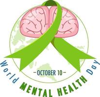 World Mental Health Day banner or logo isolated on white background vector