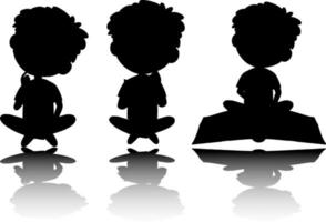 Set of kids silhouette with reflex on white background vector