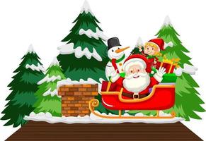 Santa and gift on sleigh vector