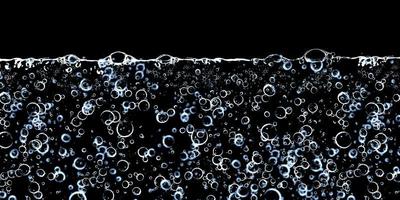 Ilustración 3d de burbujas bajo el agua sobre un fondo negro foto