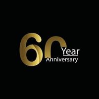 60 year Anniversary celebration design template. golden balloon witt gold sparkles confetti. black background. Realistic style. Vector illustration.