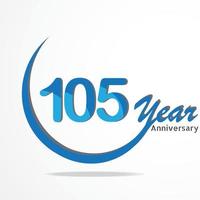 105 year anniversary celebration logo type blue and red colored, birthday logo on white background vector