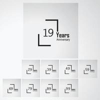 19 Year Anniversary Vector Template Design Illustration box