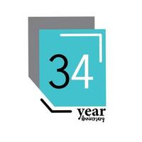 Year Anniversary Vector Template Design Illustration Blue Box Elegant White Background