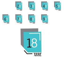 Year Anniversary Vector Template Design Illustration Blue Box Elegant White Background