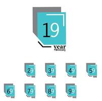 Year Anniversary Vector Template Design Illustration Blue Box Elegant White Background