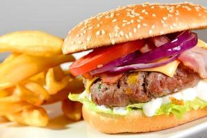 Burger with fries photo