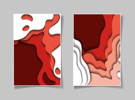 Red waves background set vector