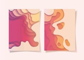 Orange waves background set vector