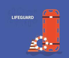 Life guard banner with ambulance stretcher with float and cone vector