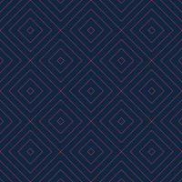 Vector seamless geometric pattern with red linear rectangle grid texture on navy blue background