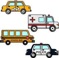 Conjunto de coches de servicio público perfecto para proyectos de diseño. vector