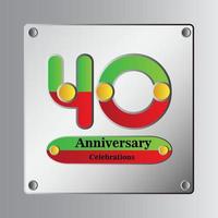 40 Year Anniversary Vector Template Design Illustration