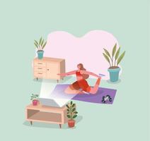 Woman working out at home vector