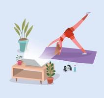 Woman working out at home vector