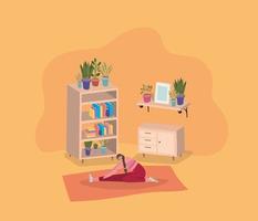 Woman working out at home vector