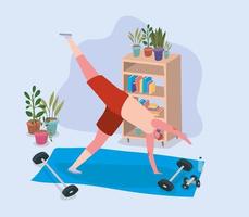 Man working out at home vector